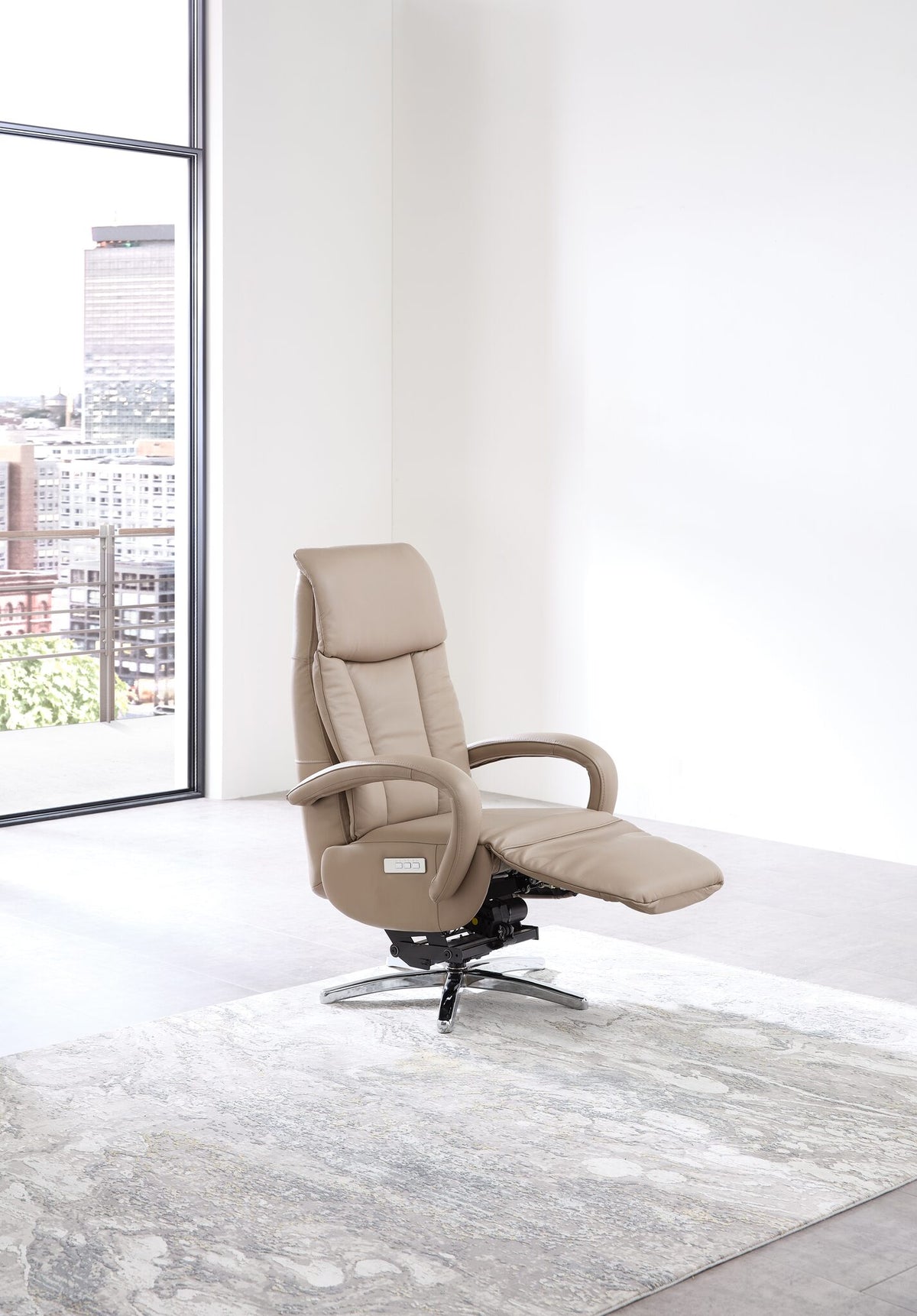 Relaxsessel elektrisch mit Aufstehhilfe, 3 Motoren & Akku – Leder