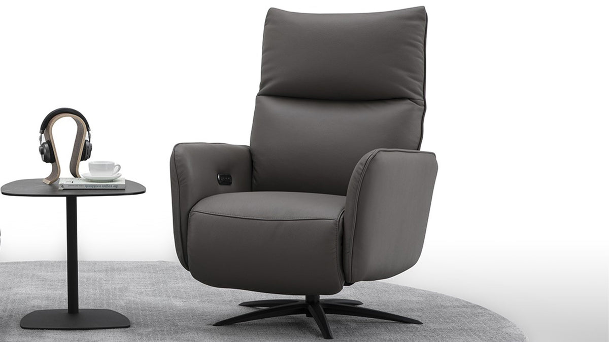Relaxsessel Modell 85 mit Herz-Waage-Funktion, Leder Taupe