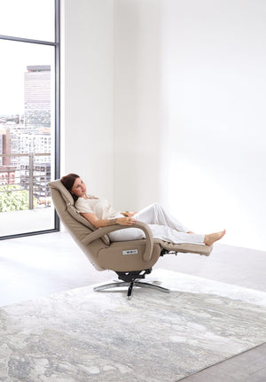 Relaxsessel elektrisch mit Aufstehhilfe, 3 Motoren & Akku – Leder