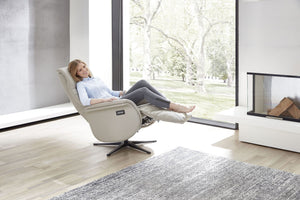 Relaxsessel elektrisch mit 2 Motoren & Drehfunktion – Echtleder