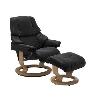 Relaxsessel Reno Classic aus Leder Paloma, Schwarz, Vorderansicht