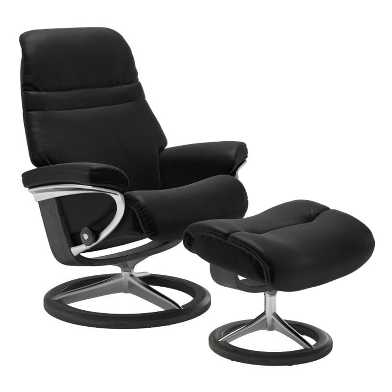 Relaxsessel Sunrise Signature aus Leder Batick, Schwarz, Vorderansicht
