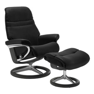 Relaxsessel Sunrise Signature aus Leder Batick, Schwarz, Vorderansicht