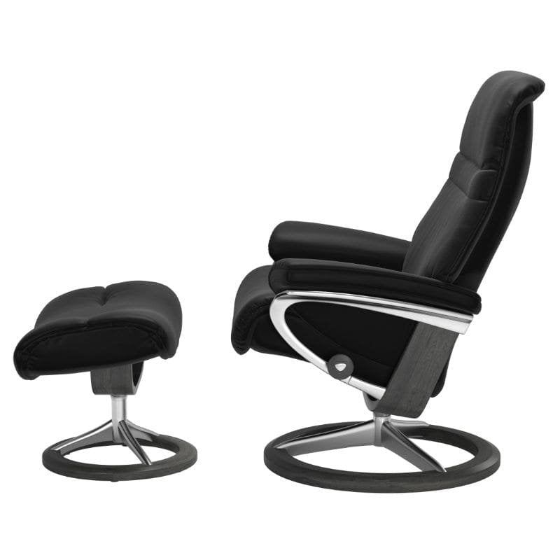 Relaxsessel Sunrise Signature aus Leder Batick, Schwarz, Seitenansicht