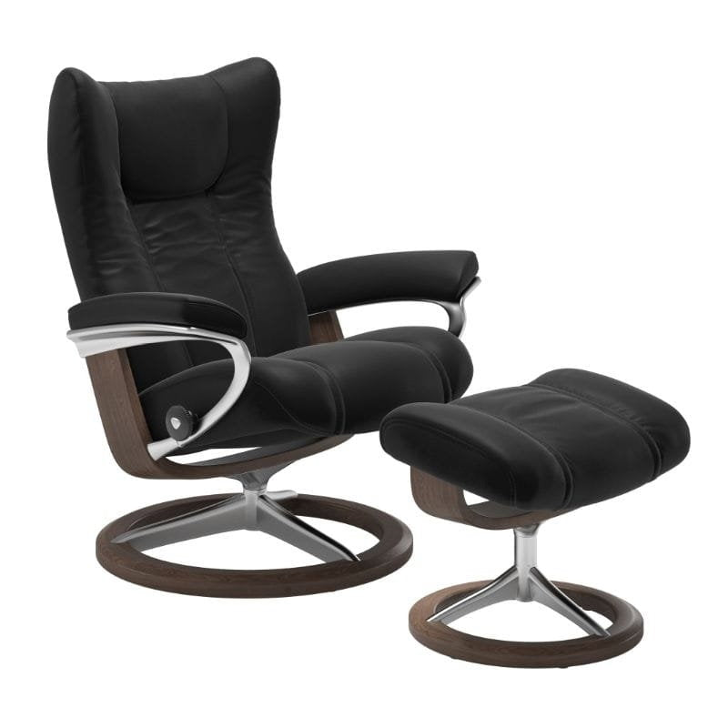 Stressless Sessel Wing Signature L aus Leder Paloma, Schwarz