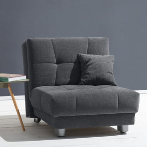 Schlafsessel Mayla aus Microvelours, Grau-Blau, Vorderansicht