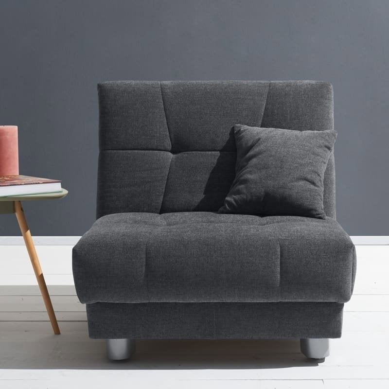 Schlafsessel Mayla aus Microvelours, Grau-Blau, Seitenansicht