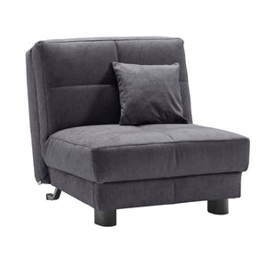 Schlafsessel Tilda aus Microvelours, Grau-Blau, Vorderansicht