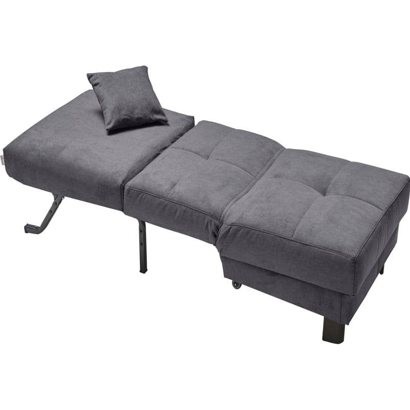Schlafsessel Tilda aus Microvelours, Grau-Blau, Detailansicht