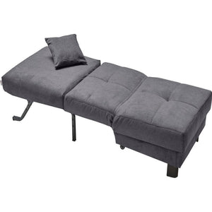 Schlafsessel Tilda aus Microvelours, Grau-Blau, Detailansicht