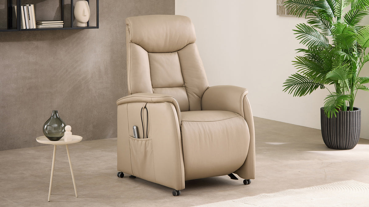 Relaxsessel mit Aufstehhilfe, Leder Lederlook Grau