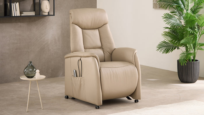 Relaxsessel mit Aufstehhilfe, Leder Lederlook Grau