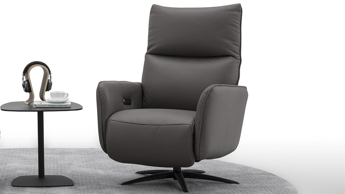Relaxsessel Modell 85 mit Herz-Waage-Funktion, Leder Taupe