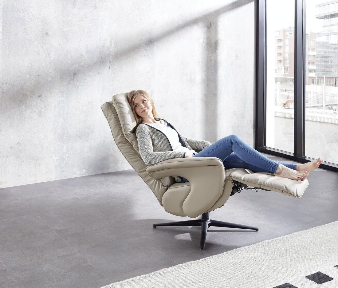 Relaxsessel elektrisch mit 2 Motoren & Drehfunktion – Echtleder