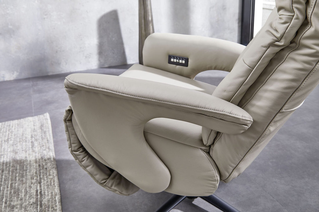 Relaxsessel elektrisch mit 2 Motoren & Drehfunktion – Echtleder